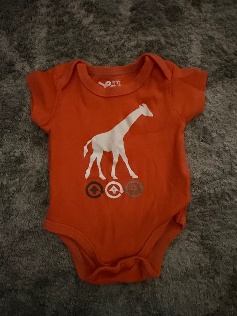 Lrg Orange One-Piece Bodysuit with White Giraffe Graphic